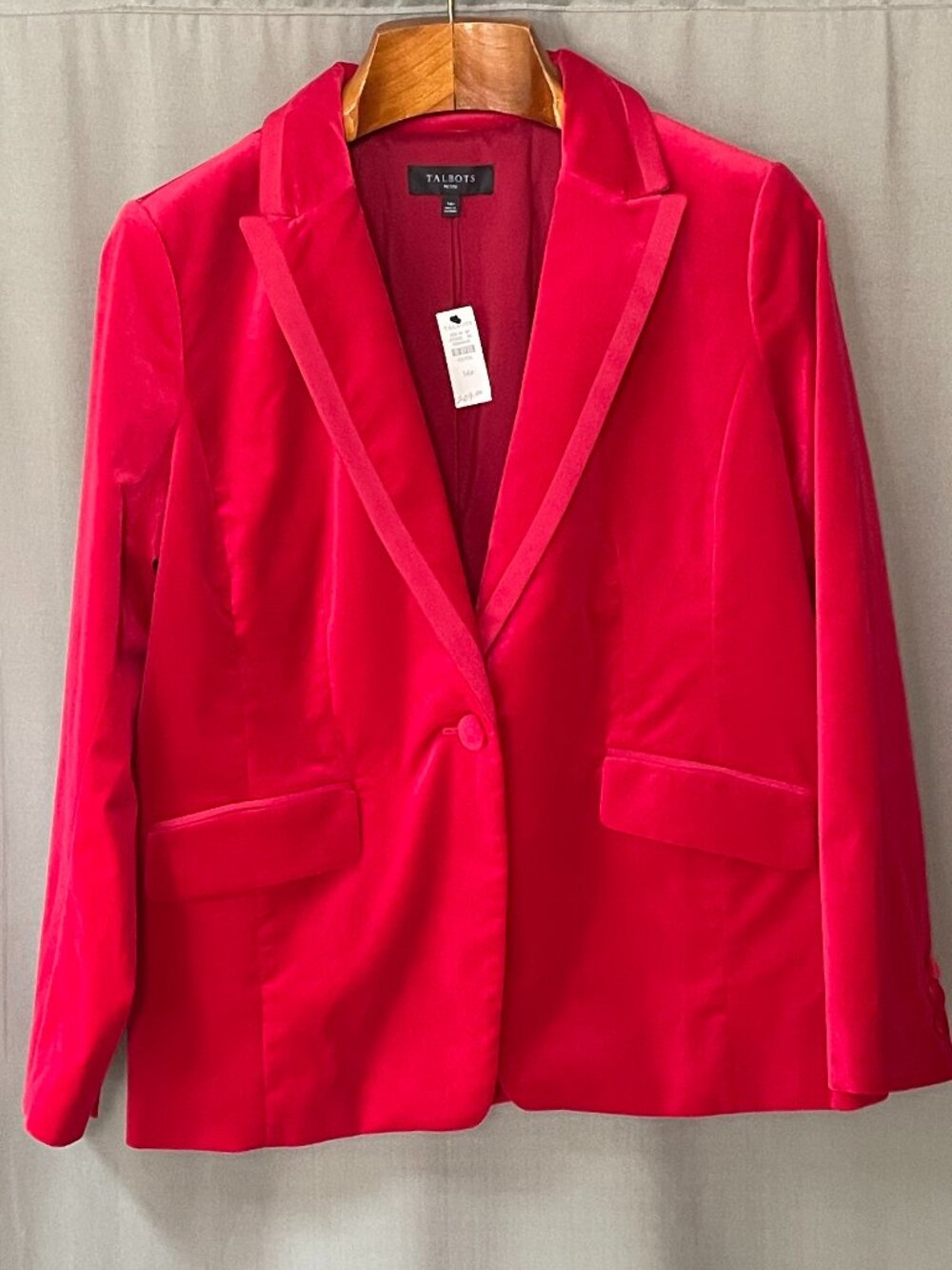 NWT Talbots Petite 14P Hot Pink Red Blazer Single Button $209